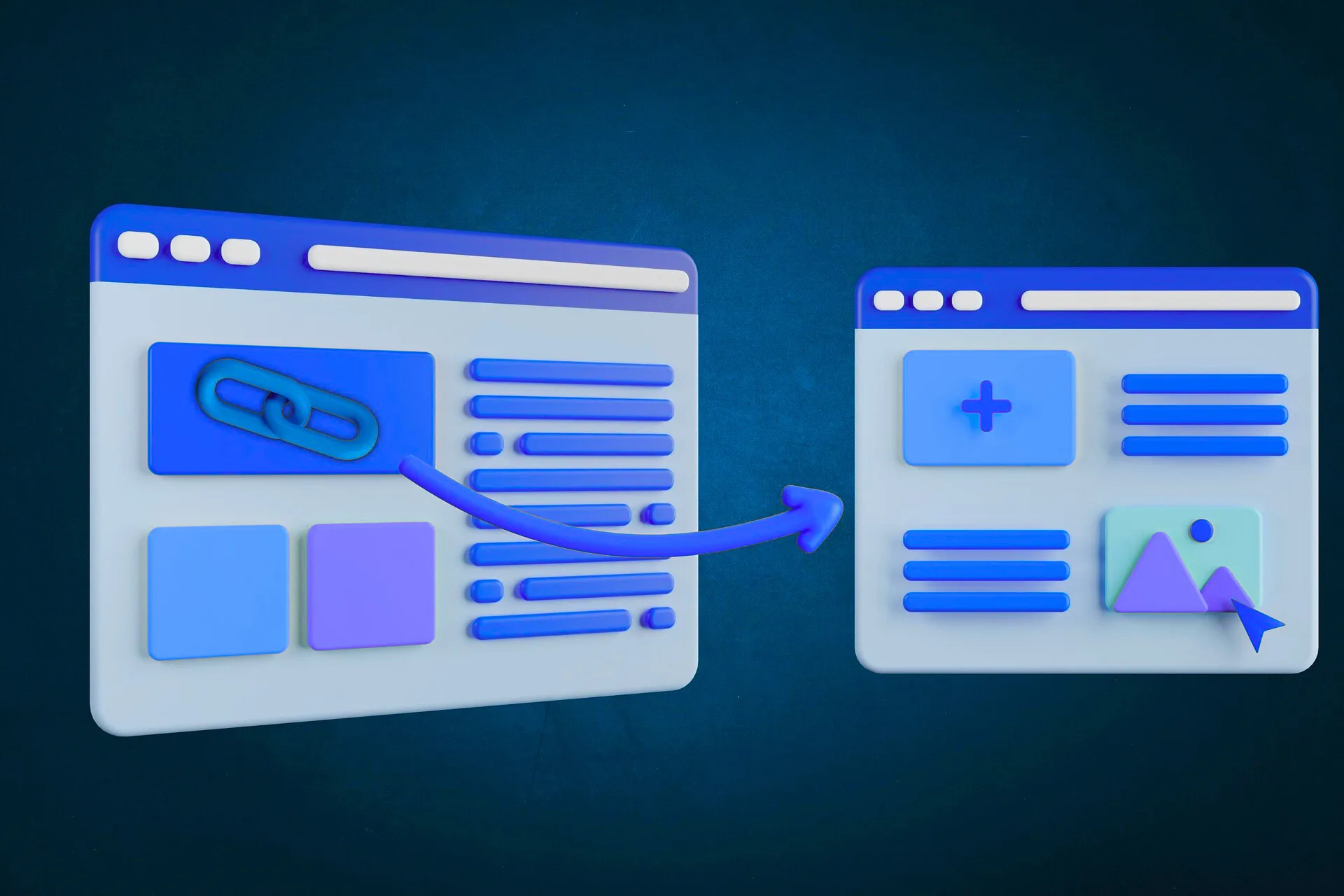 Illustration of link building strategy by an SEO Company in Markham showing content connections between web pages.